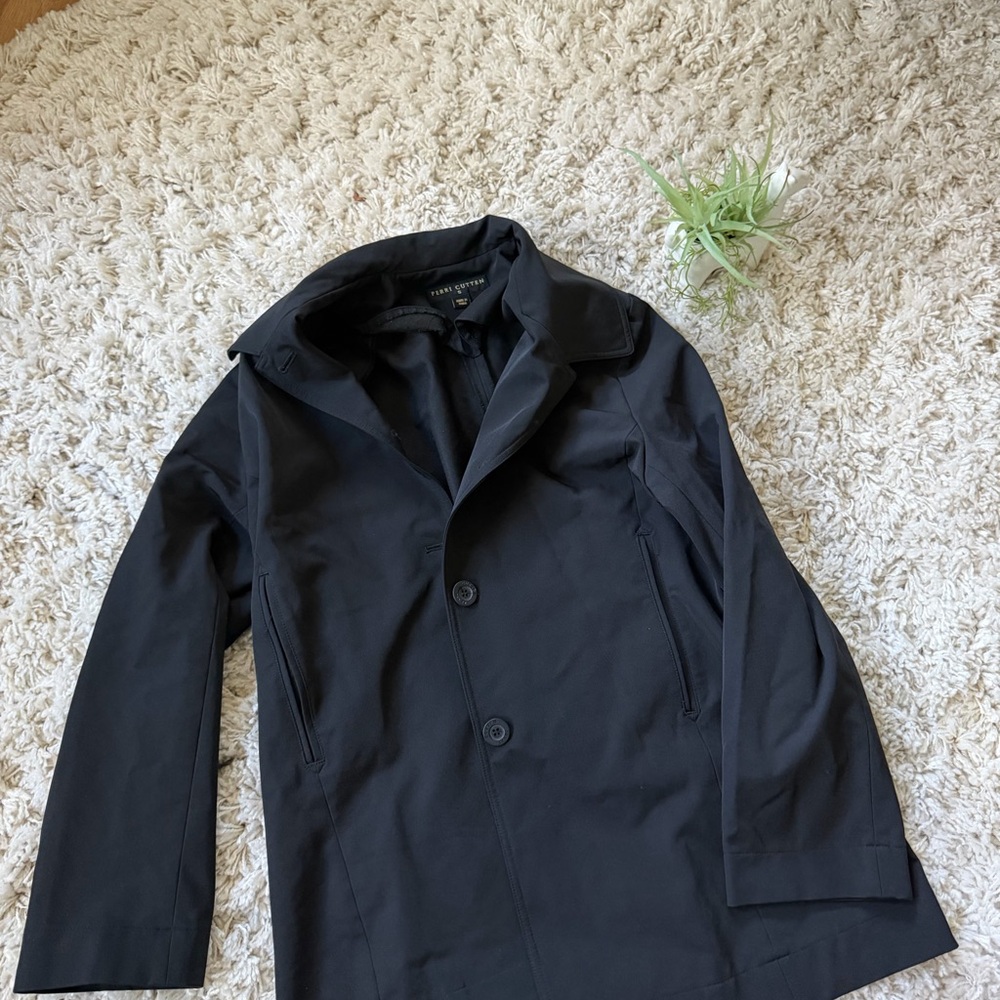 Stylish Pierce cutter, professional, long, trenchcoat Black Button-Up Jacket